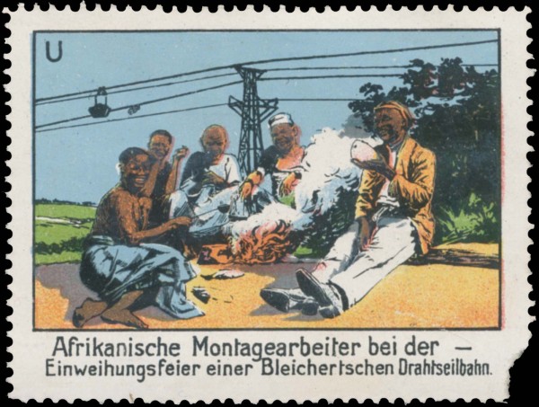 Afrikanische Montagearbeiter bei der Einweihungsfeier